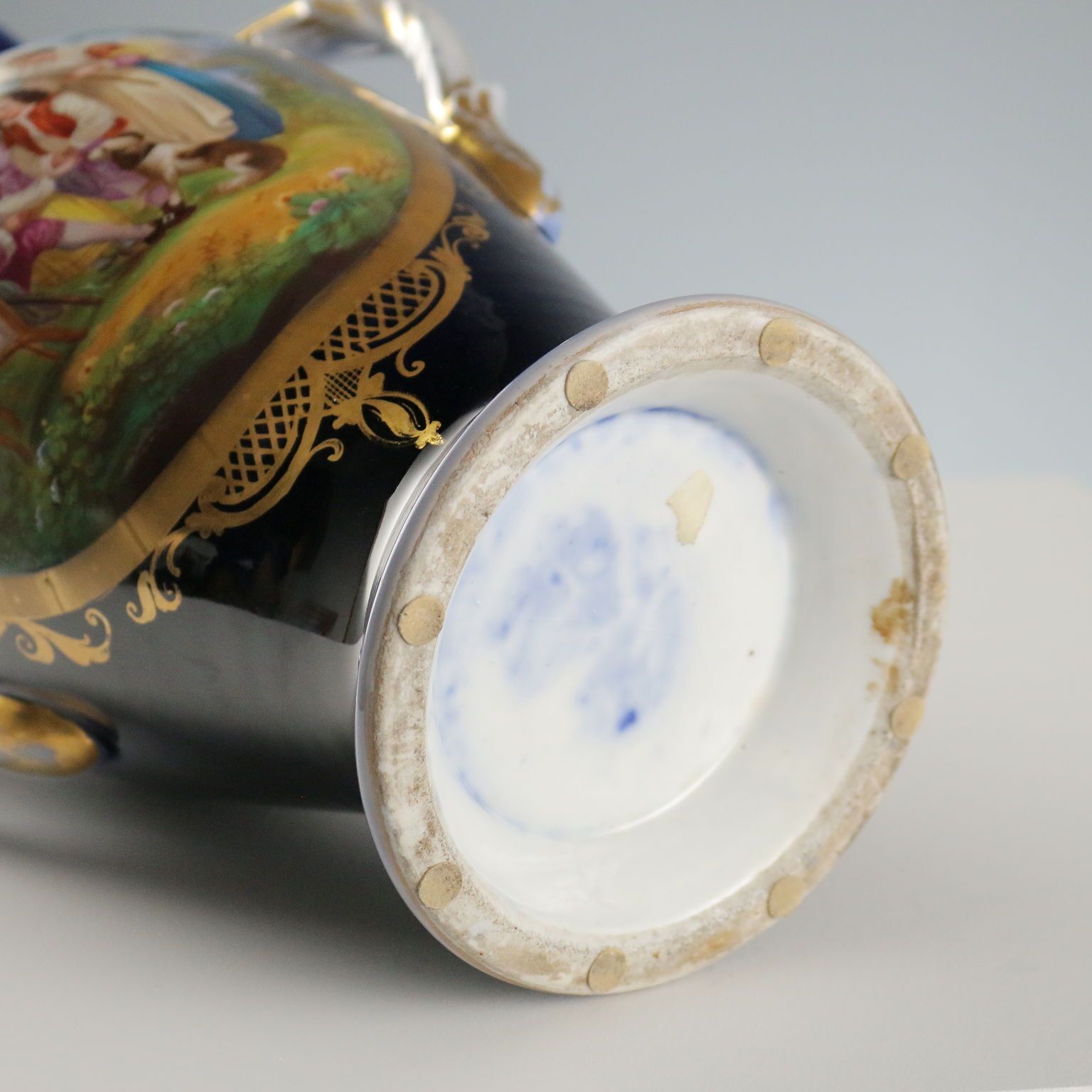 photo for sale Antique Vase Blue Porcelain Decorations France XIX XX Century