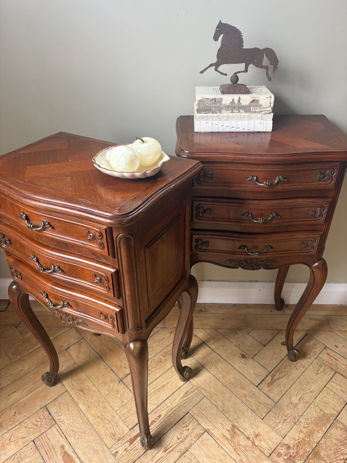 photo buy A Pair Of French Parquetry Bedside Tables