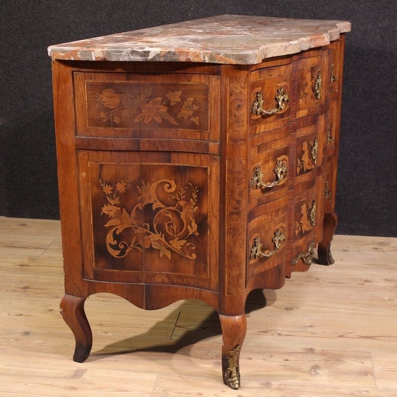 Franse ingelegde commode in Louis XV-stijl, 20e eeuw photo vinterior