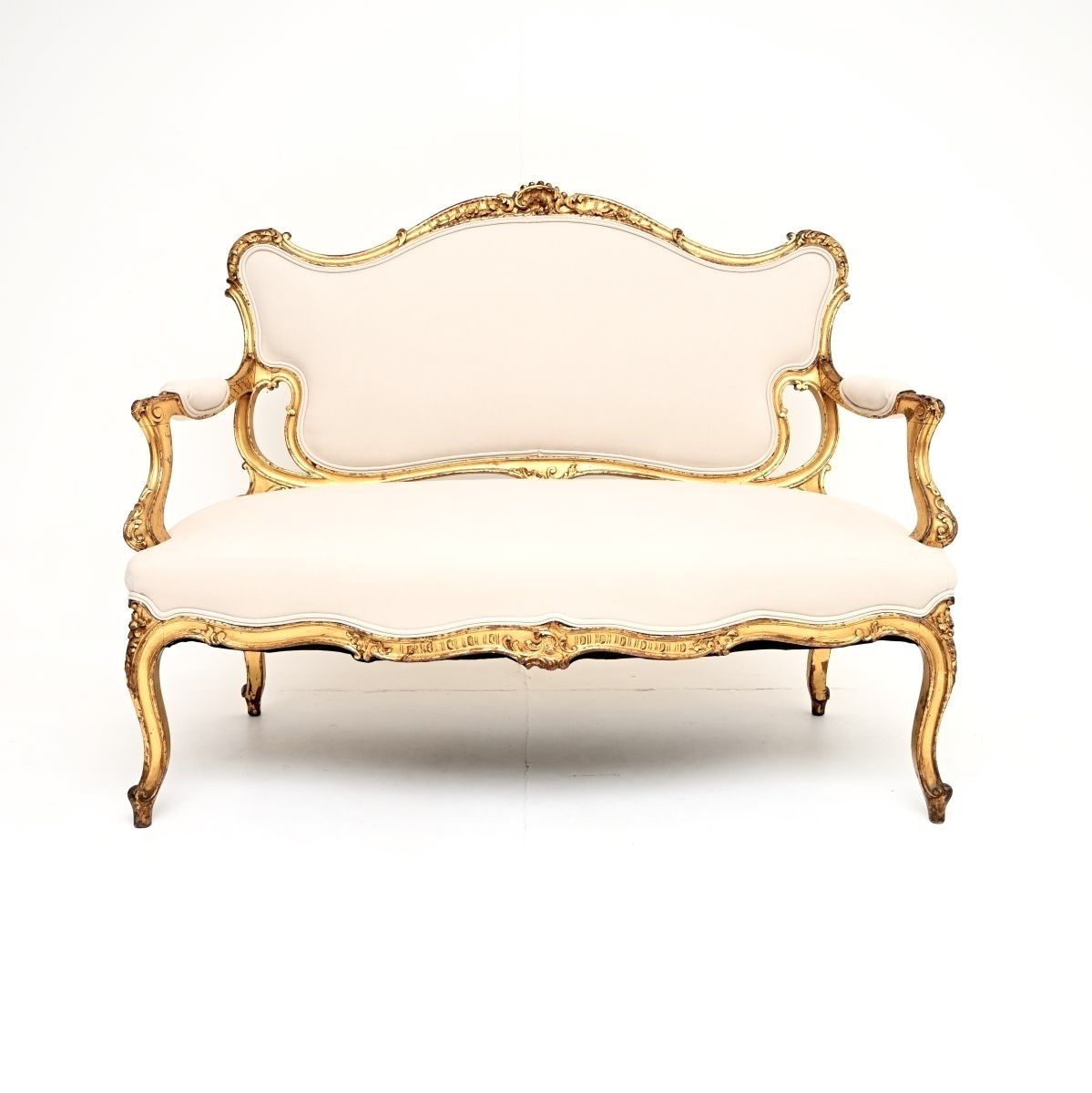 Antique French Carved Gilt Wood Settee photo furniture