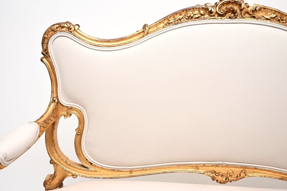 Antique French Carved Gilt Wood Settee photo Furniture