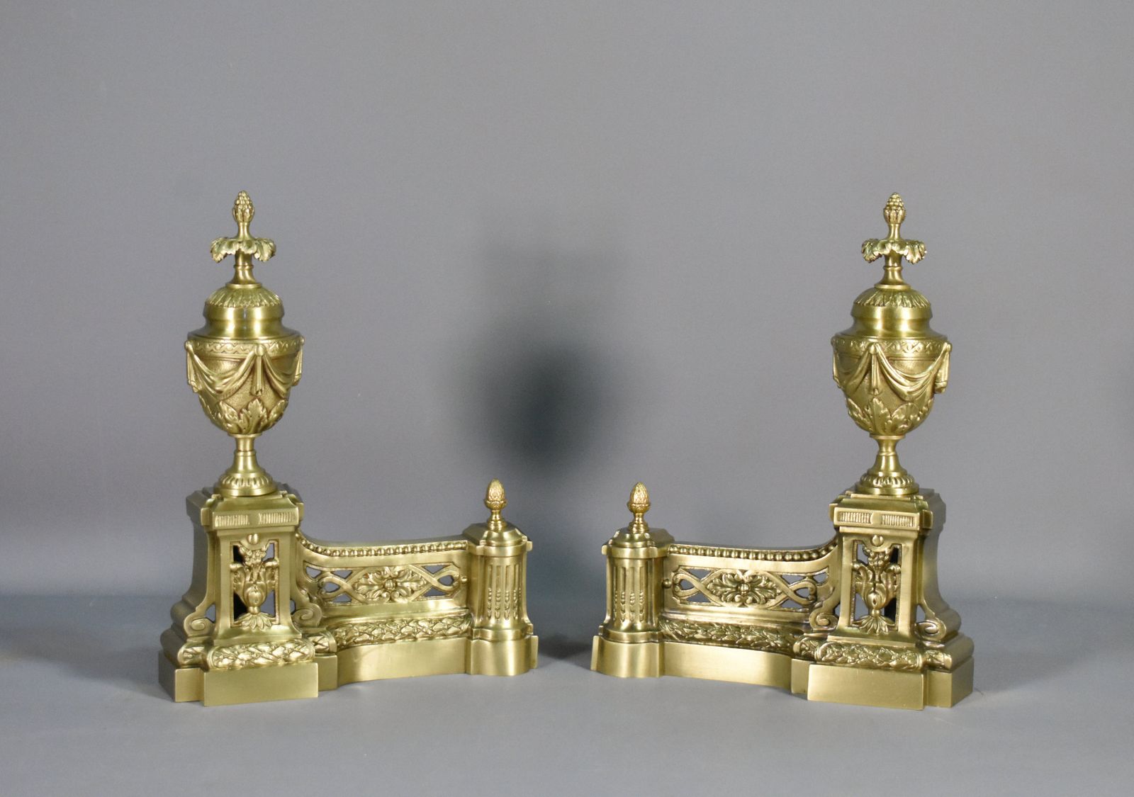 Paire de chenets français en bronze, Napoléon III, XIXe siècle