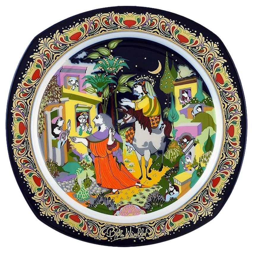 Bjørn Wiinblad For Rosenthal, Christmas Plate In Porcelain From 1989