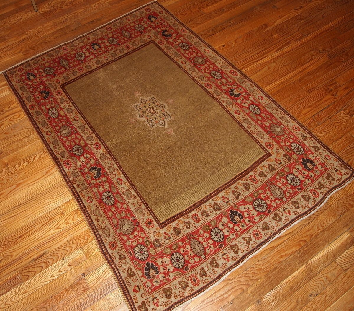 Tapis oriental fait main, 121 cm x 167 cm, laine, vers 1900, beige, rouge, brun photo vinterior
