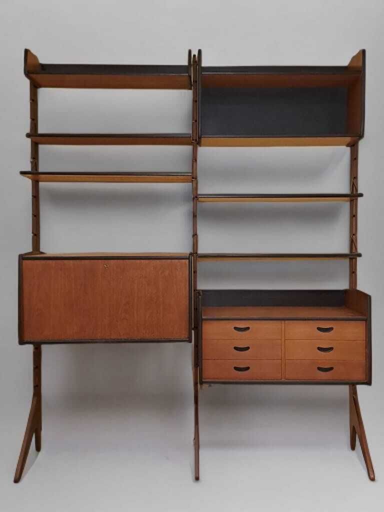 Bibliothèque sur pied Ergo avec secrétaire, scandinave mid-century, années 1960