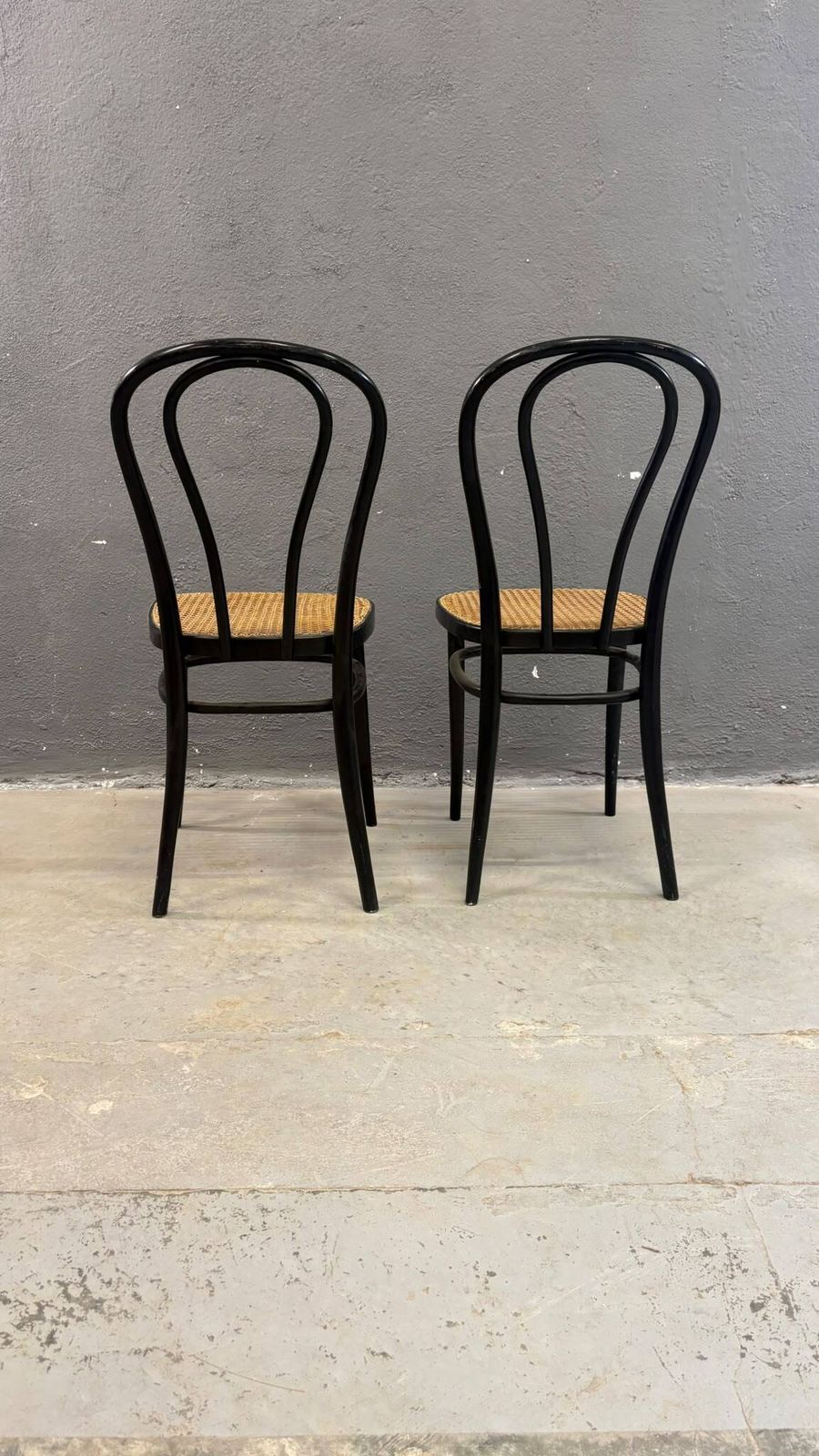 Paar Bentwood Stoelen, Weens Stro Zittingen, jaren 1960, Polen photo vintage