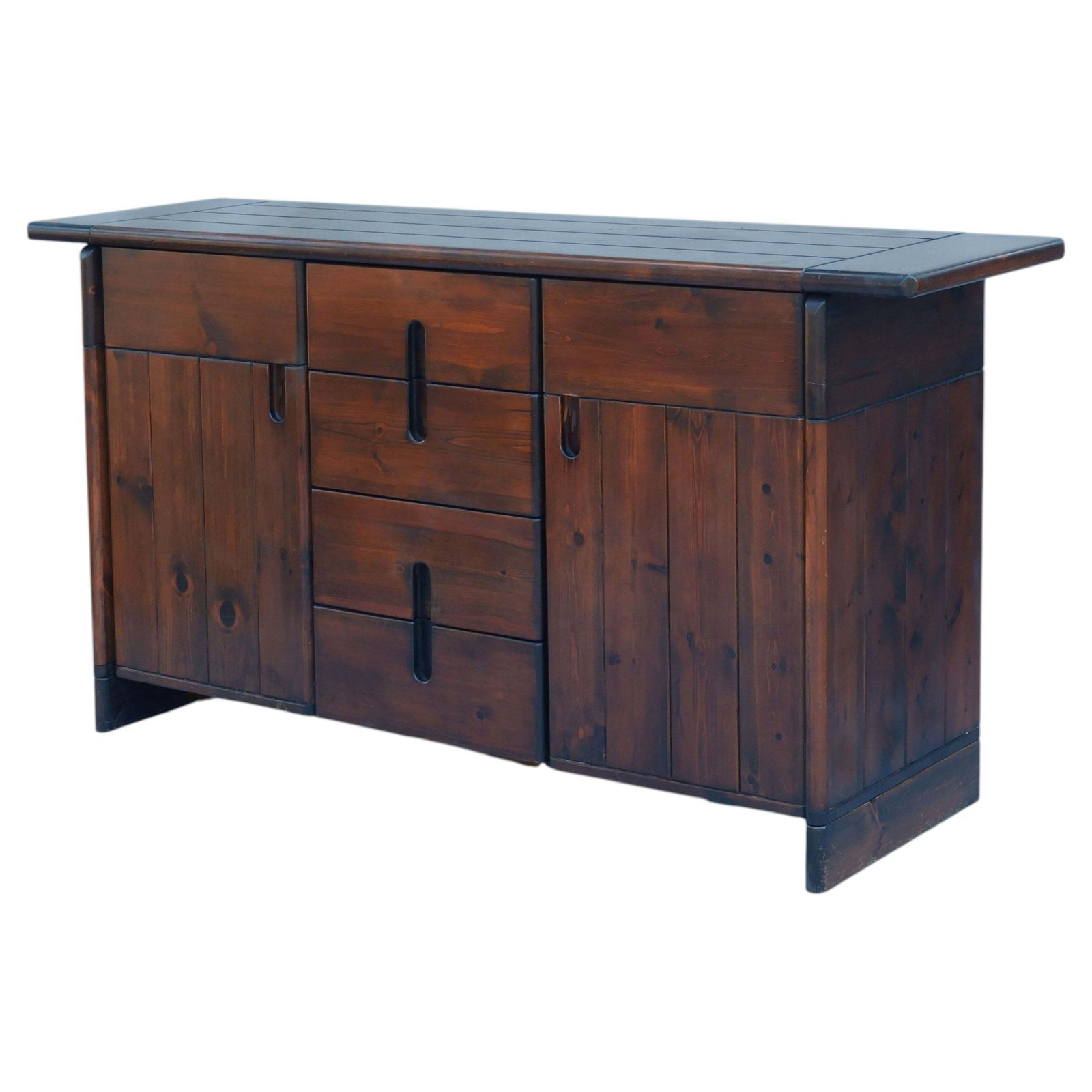 Silvio Coppola Brutalist Solid Pine Sideboard For Fratelli Montina, Italy, 1970s