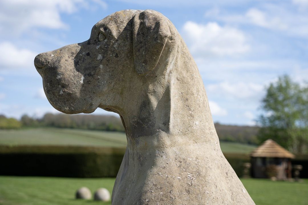 Impressive Cast Stone Garden Great Dane Statue photo for sale