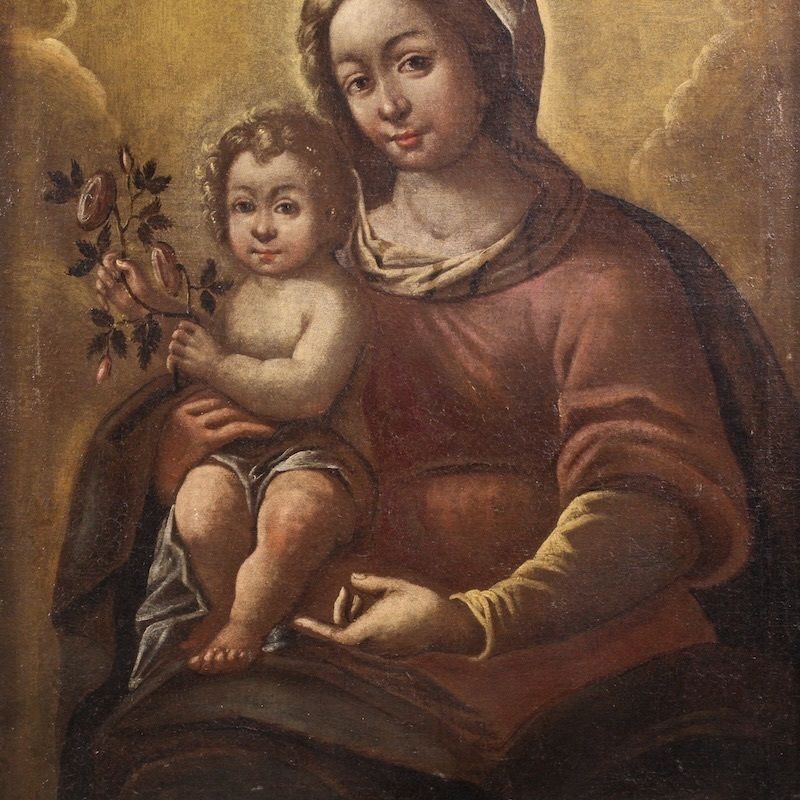 Peinture italienne d'époque, Madone à l'Enfant, XVIIe siècle photo Art