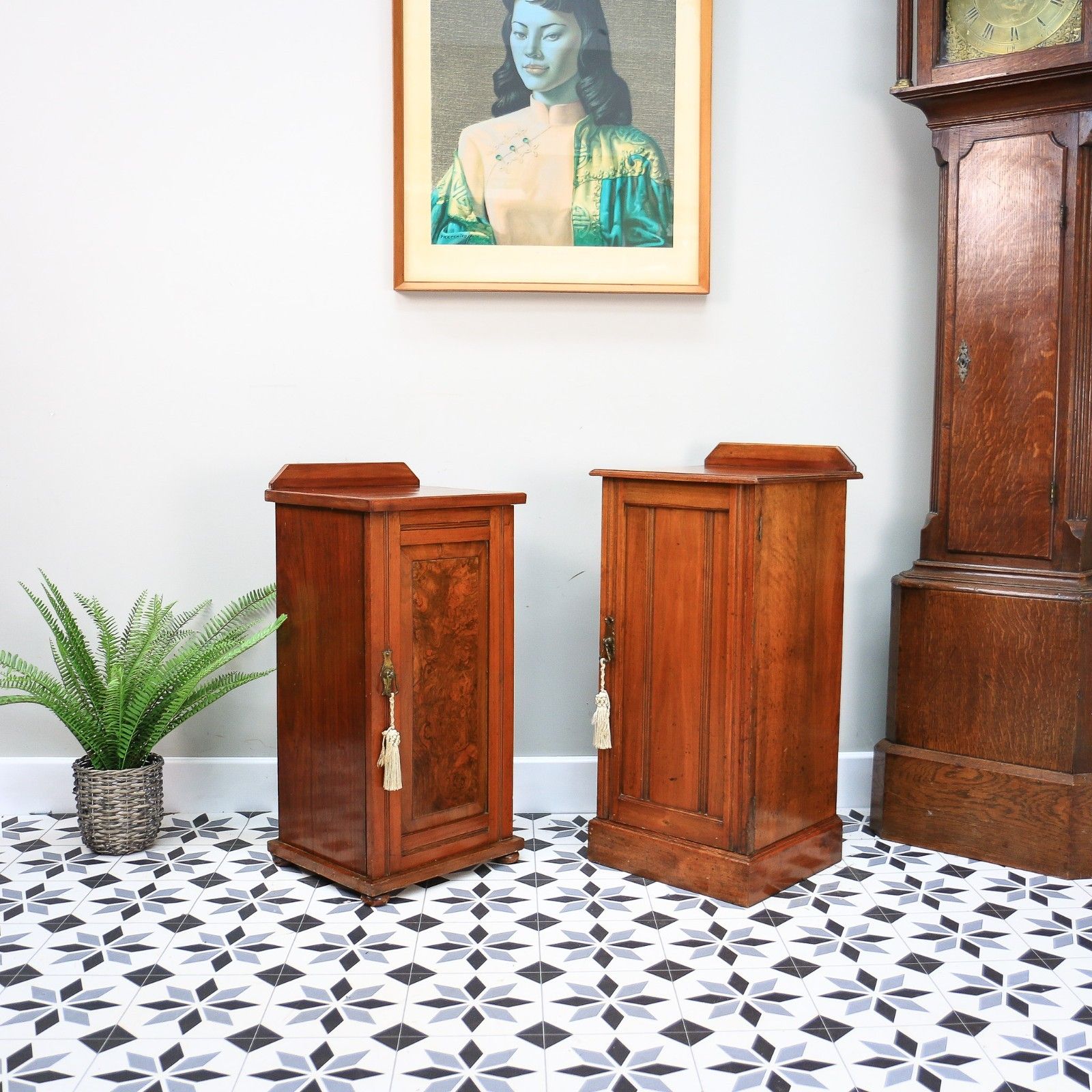 photo furniture Two Bedside Cabinets Mahogany Late Victorian Early Edwardian