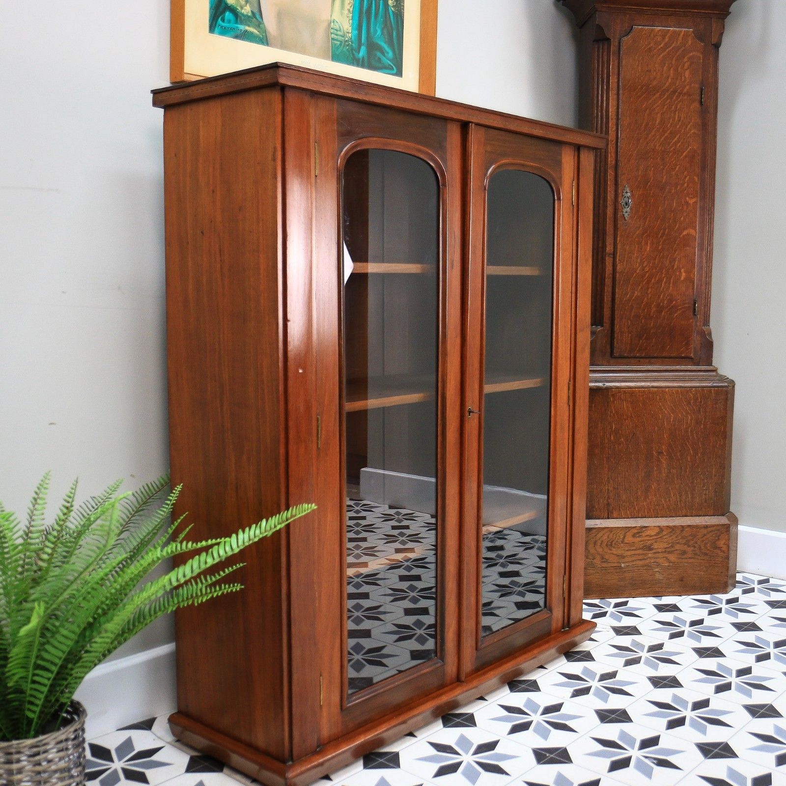 Antique Bookcase Victorian Glazed Bookcase Cabinet In Mahogany photo for sale