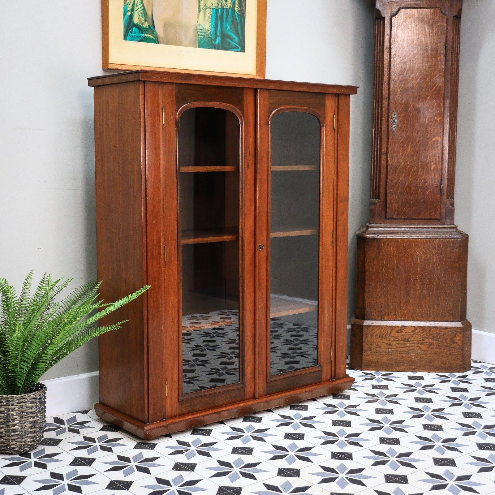 photo buy Antique Bookcase Victorian Glazed Bookcase Cabinet In Mahogany
