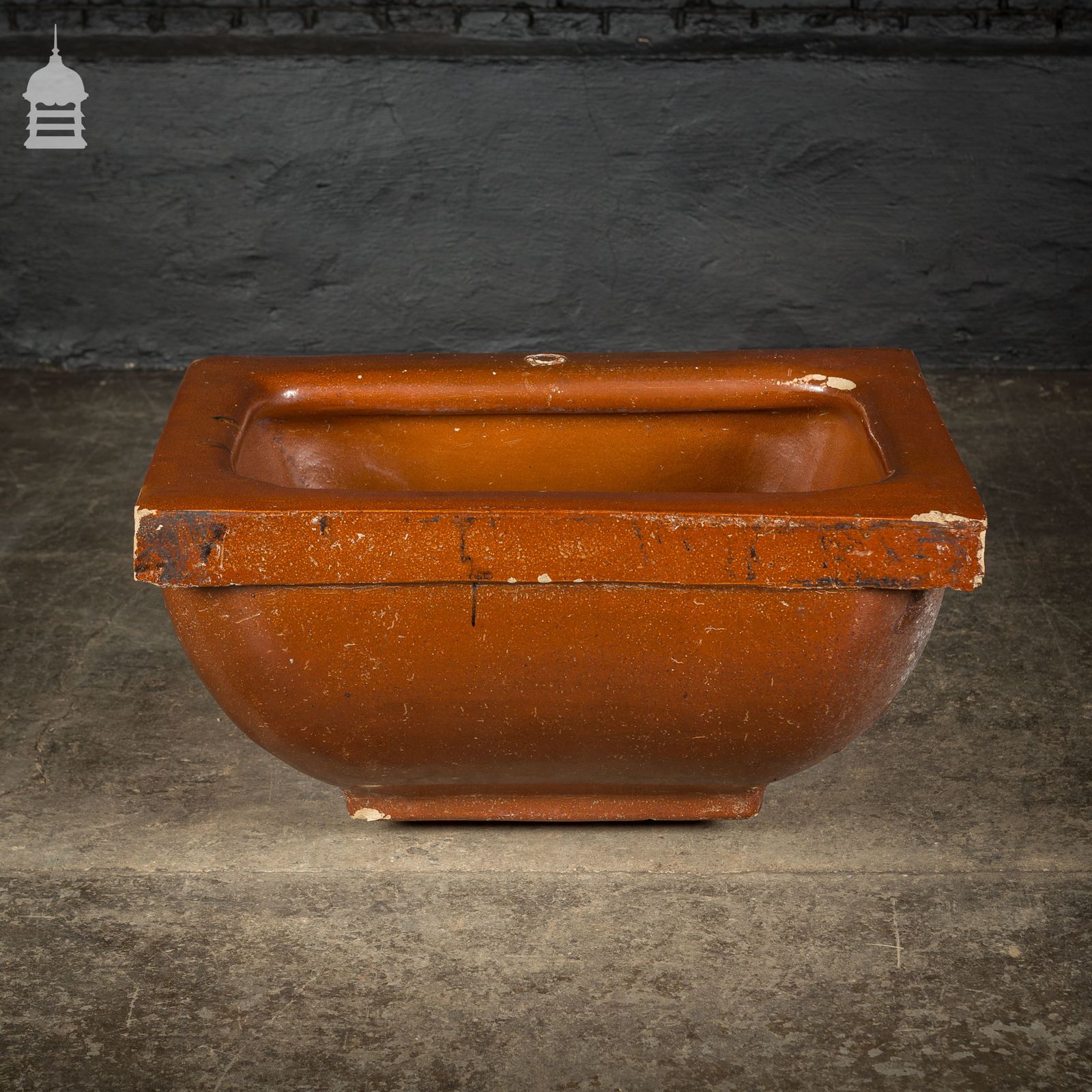 Large Victorian Salt Glaze Orange Peel Ceramic Trough Sink By Oats & Green Ltd Halifax photo for sale