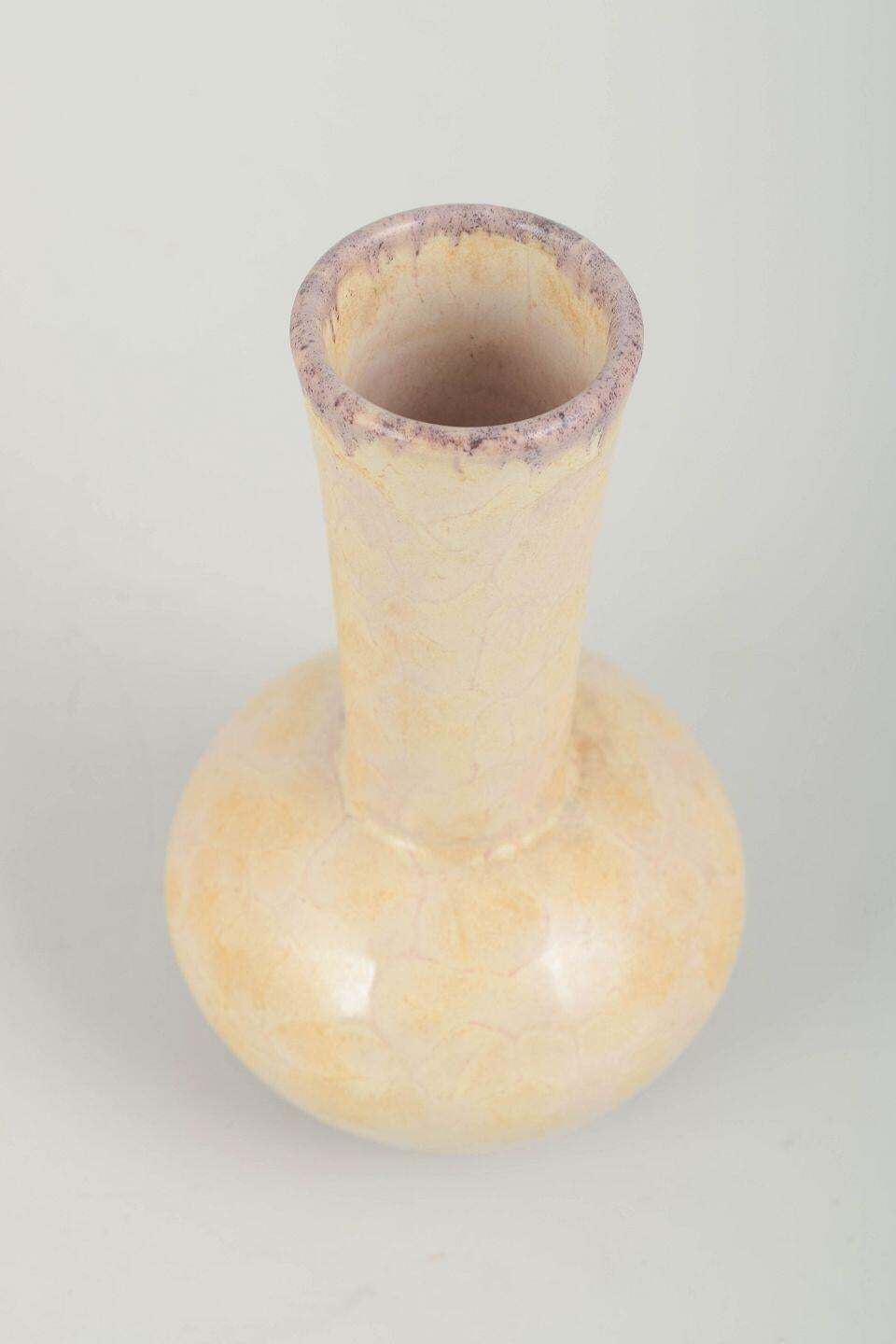 Ekeby, Sweden. Vase In Glazed Stoneware With Pale Yellow Crackle Glaze. photo furniture