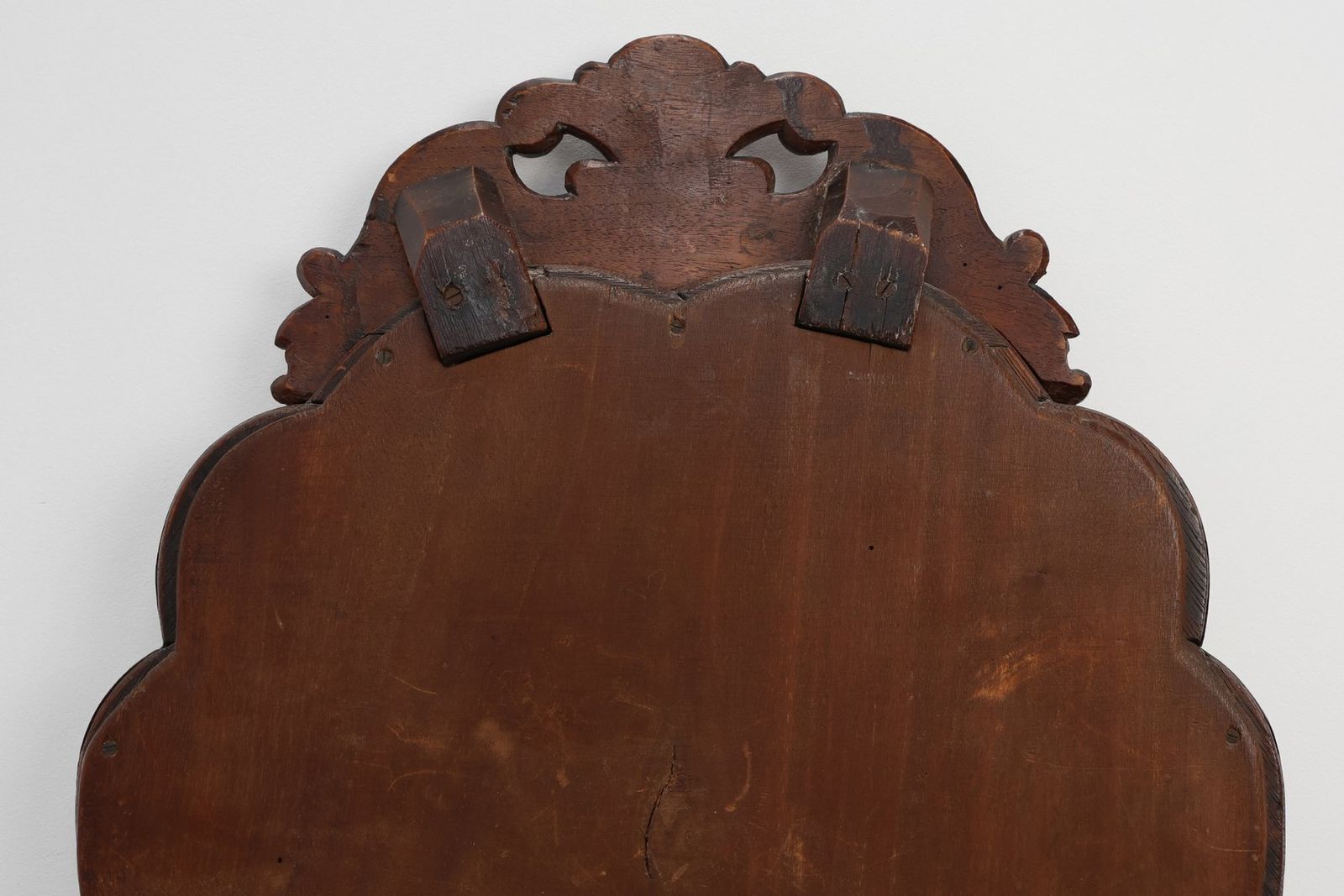 photo for sale Louis XV Style Root Veneer Mirror With Scalloped Curved Frame And Oister Crest, 1800s