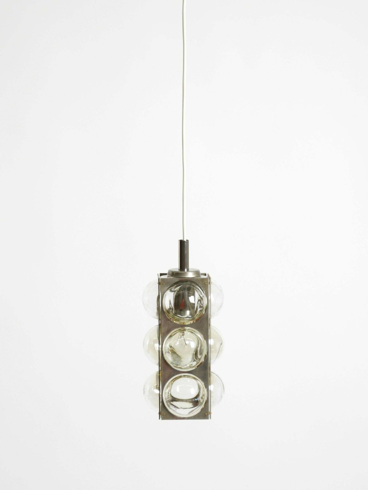 Space Age Hanglamp uit de jaren 1960 van Temde, Glas en Vernikkeld Metaal photo for sale