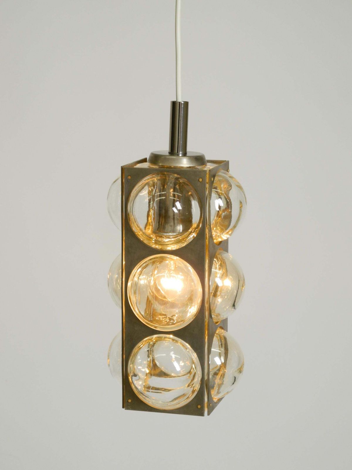 Verlichting Space Age Hanglamp uit de jaren 1960 van Temde, Glas en Vernikkeld Metaal photo