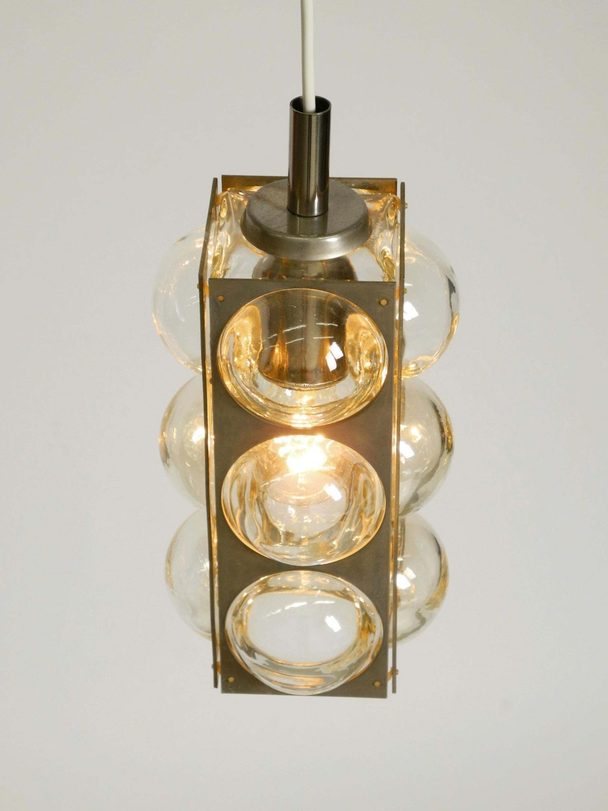 photo buy Space Age Hanglamp uit de jaren 1960 van Temde, Glas en Vernikkeld Metaal