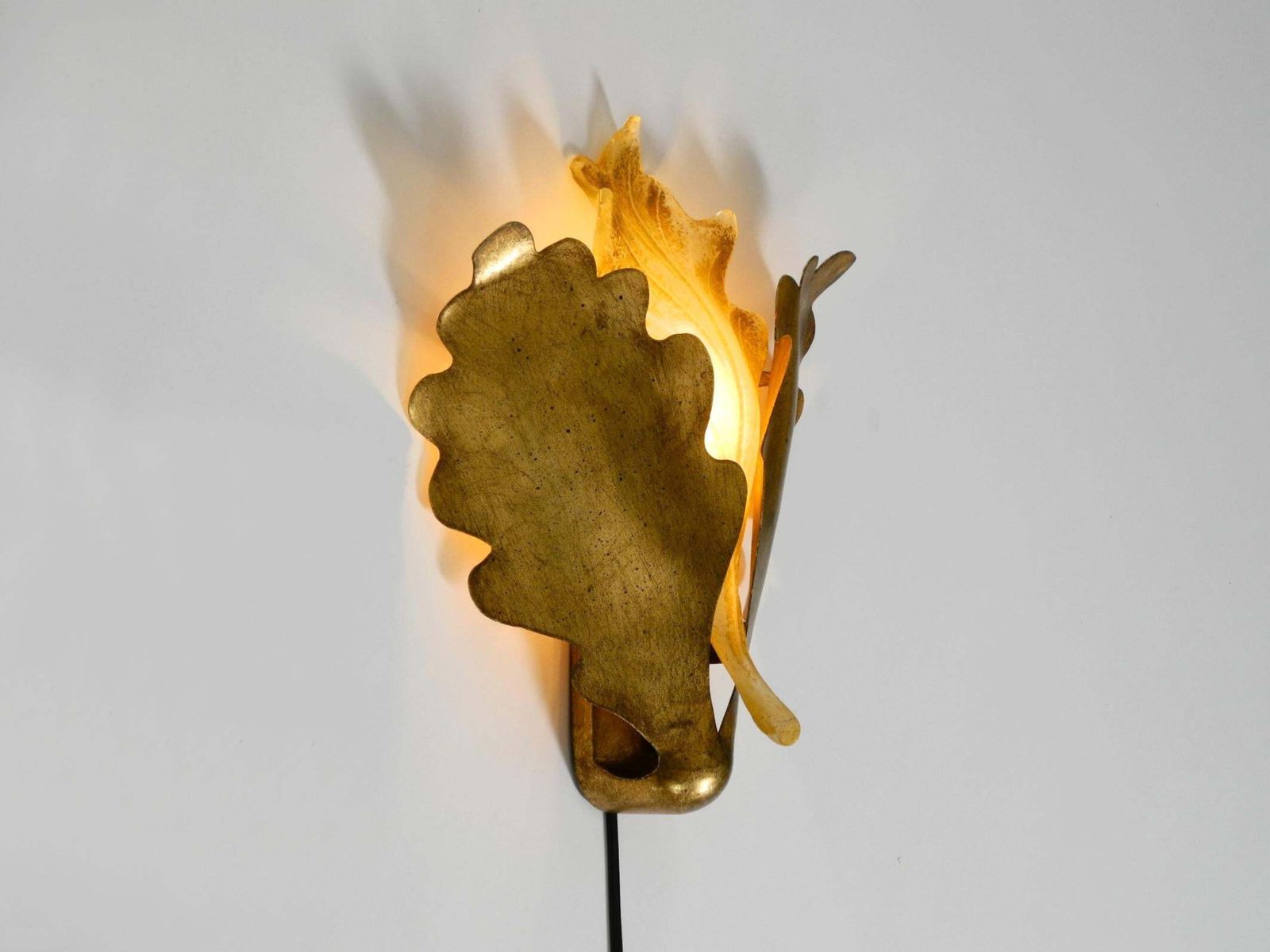Beautiful, Rare Gold Plated Glass And Metal Wall Lamp By Banci Firenze, Italy photo vinterior