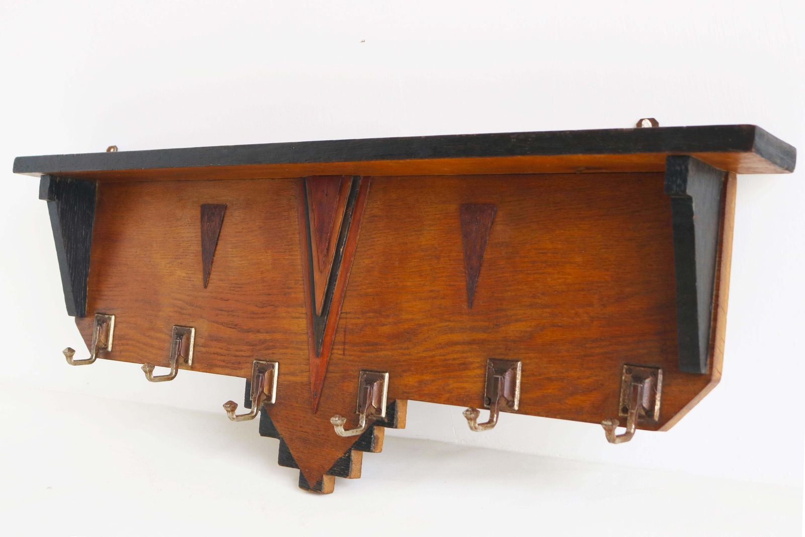 Porte-manteau d'époque Art déco, école d'Amsterdam, en chêne, 1920 photo for sale