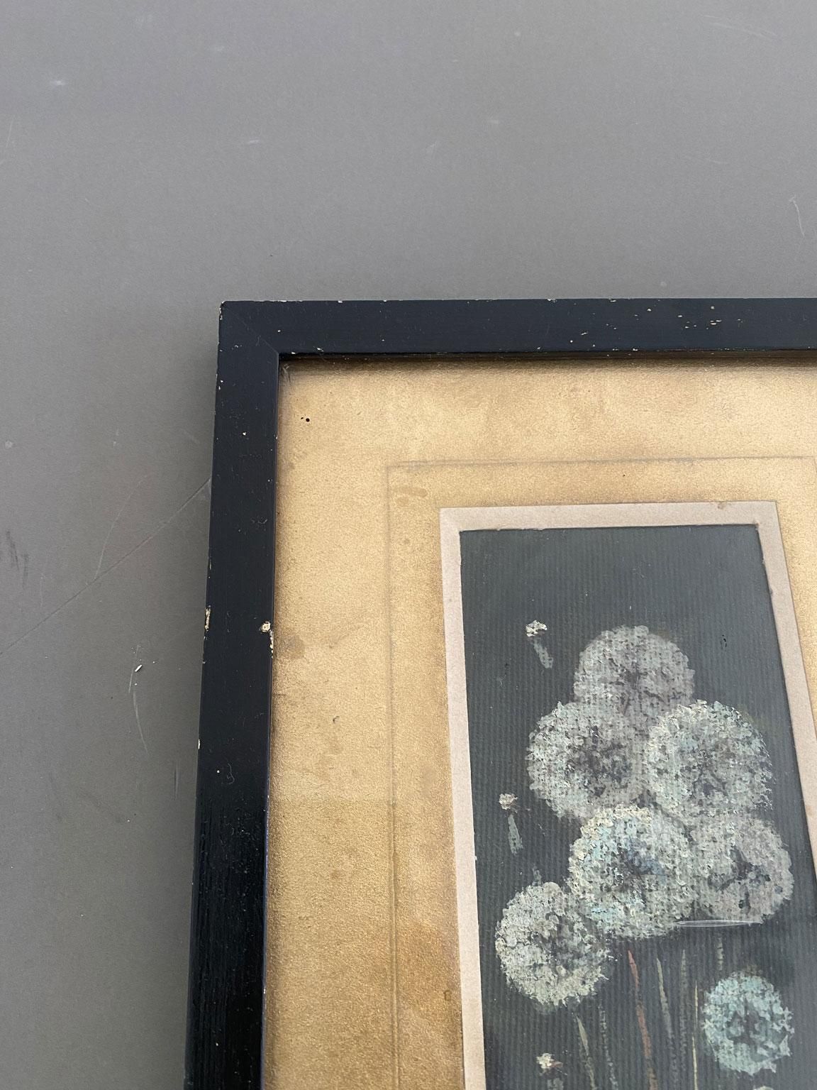 Italian Antique Deco Oil Painting With Dandelion Flowers By Giovanni Zorris photo for sale