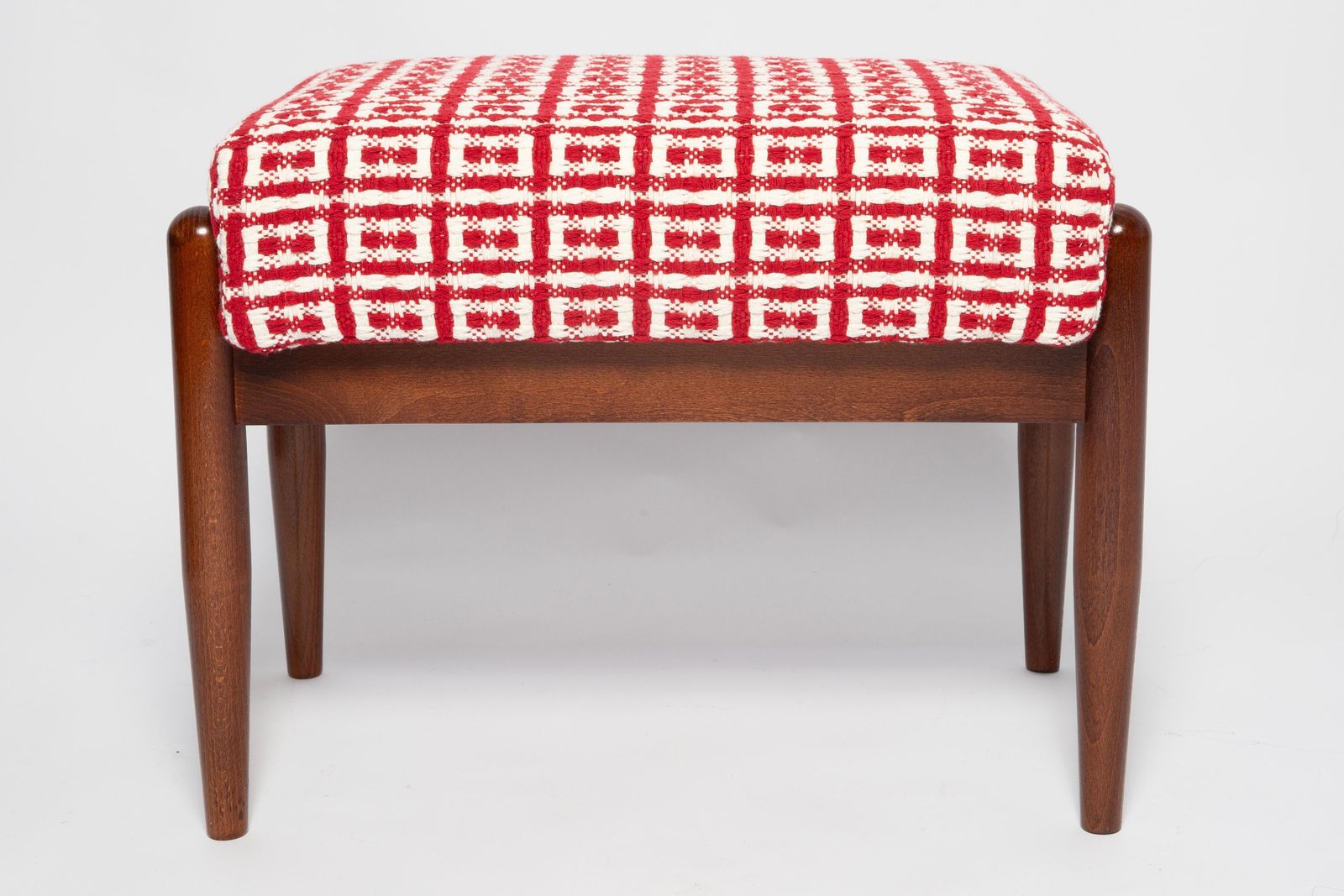 Mid Century Gfm Stool In Geometric Tweed Jacquard Dedar, E. Homa, Europe, 1960s photo for sale