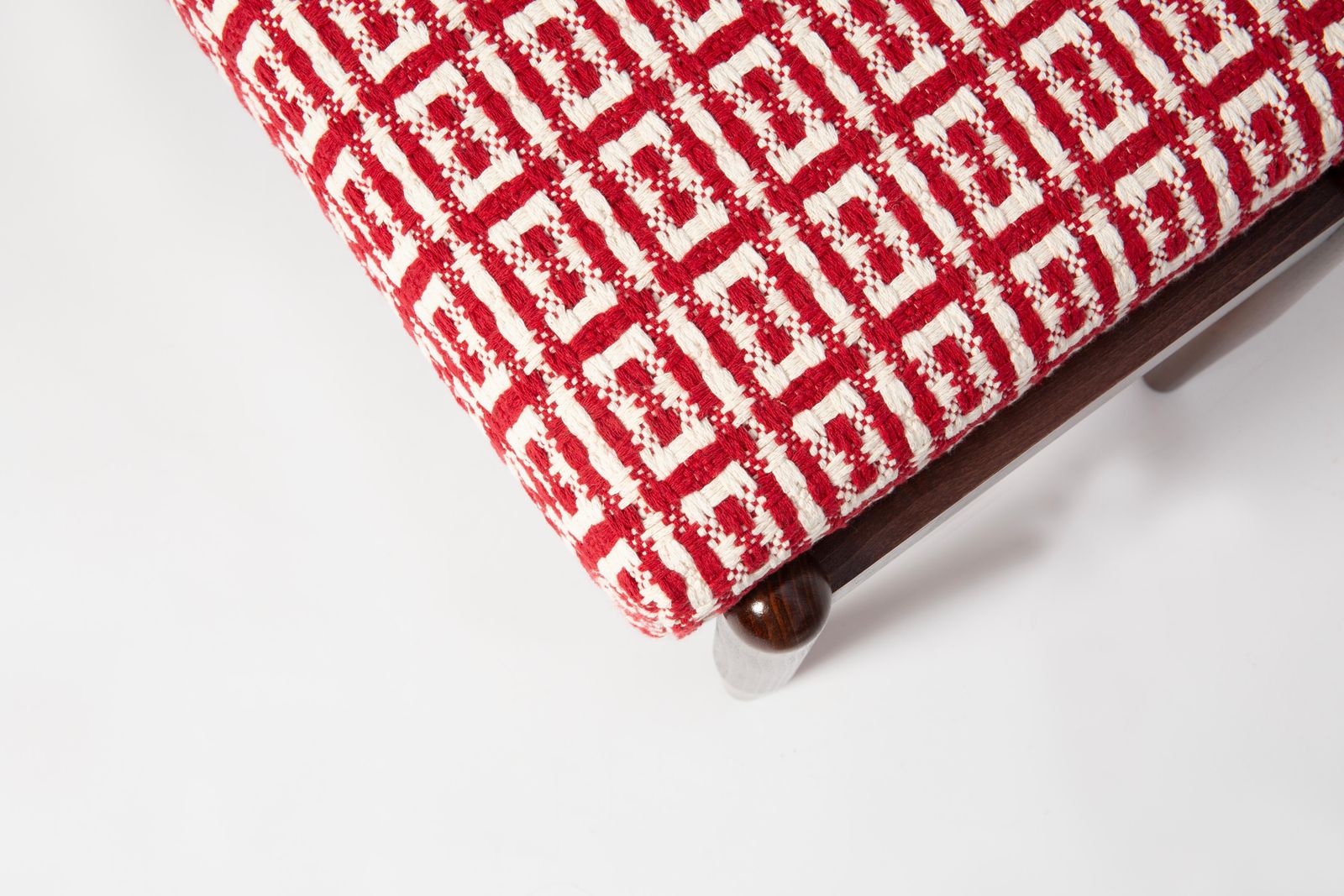 Mid Century Gfm Stool In Geometric Tweed Jacquard Dedar, E. Homa, Europe, 1960s photo 424.0