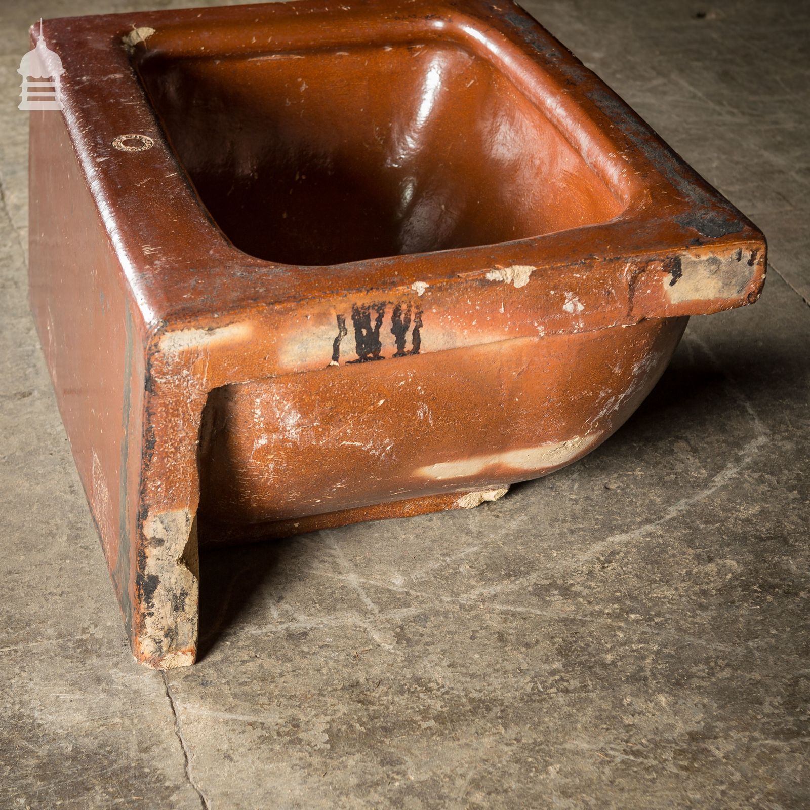 Large Victorian Salt Glaze Orange Peel Ceramic Trough Sink By Oats & Green Ltd Halifax photo vinterior