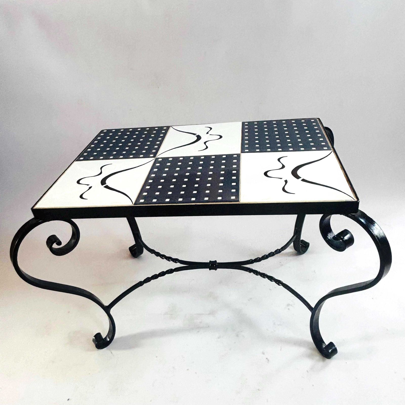 Rare Mid Century Modern Ceramic Tile Coffee Table In The Style Of Juliette Belarti, 1960s photo for sale