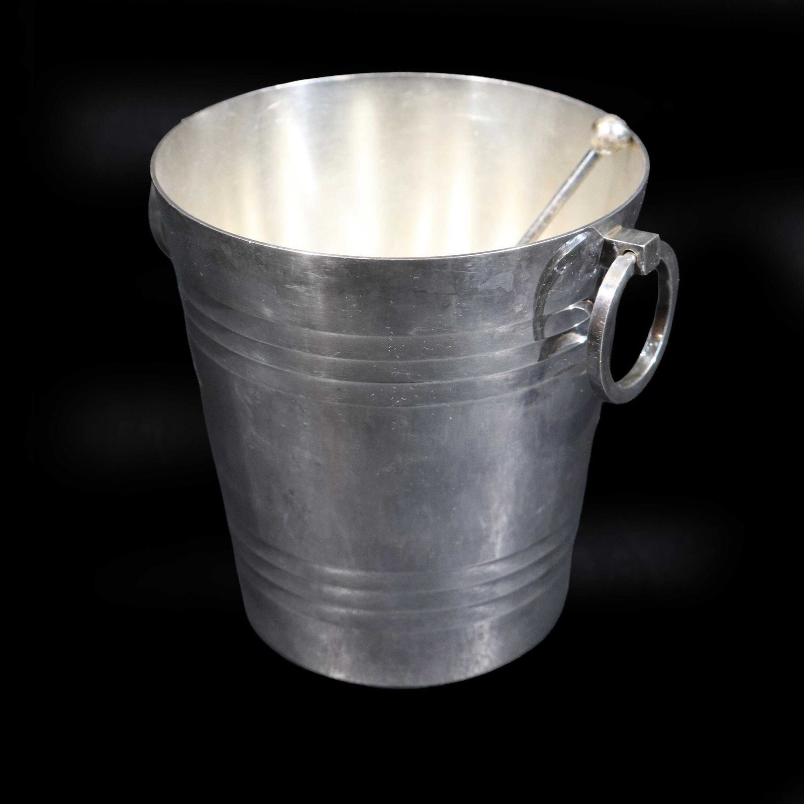 photo furniture Antique French Silver Plate Ice Bucket With Spoon, Silversmith Le Jean & Froidure