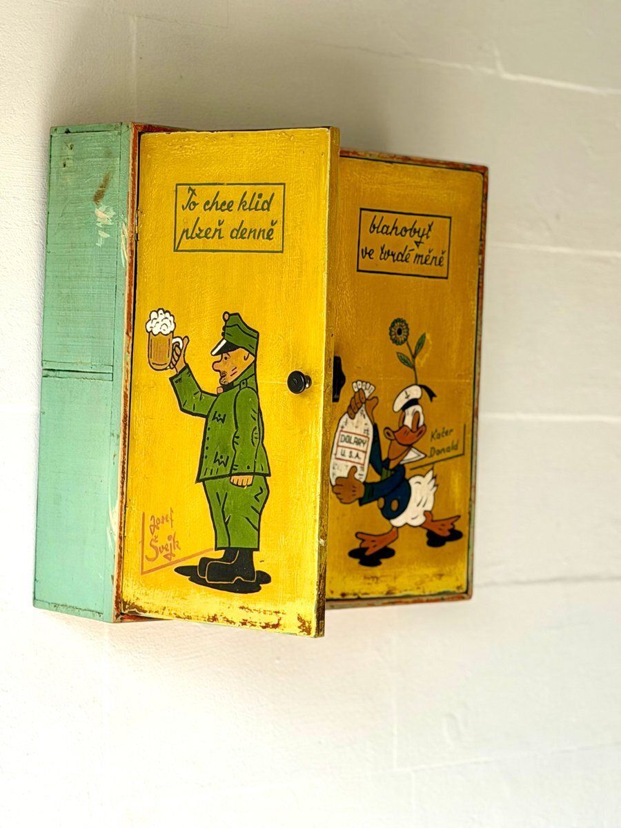 958.0 Mid Century Hand Painted Cabinet, Former Czechoslovakia, 1970s photo