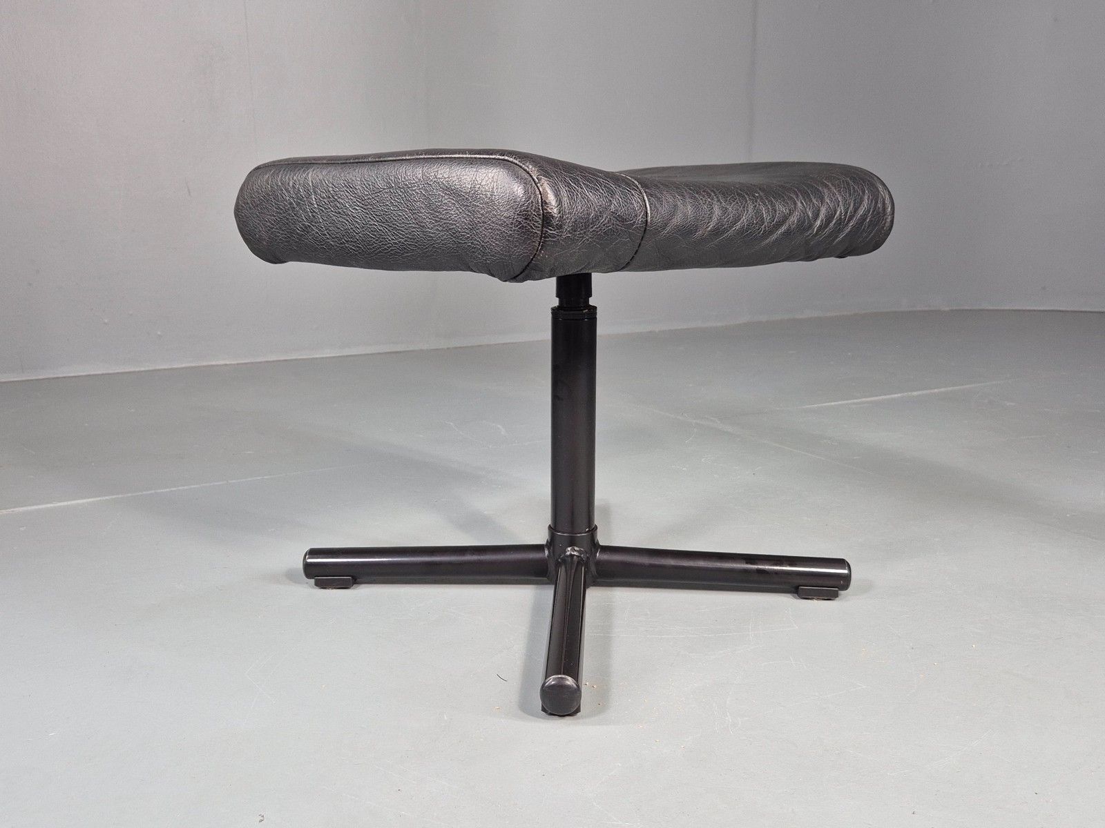 Vintage Danish Swivel Footstool Black Leather 1980s Retro Mcm  Eb12567 photo buy
