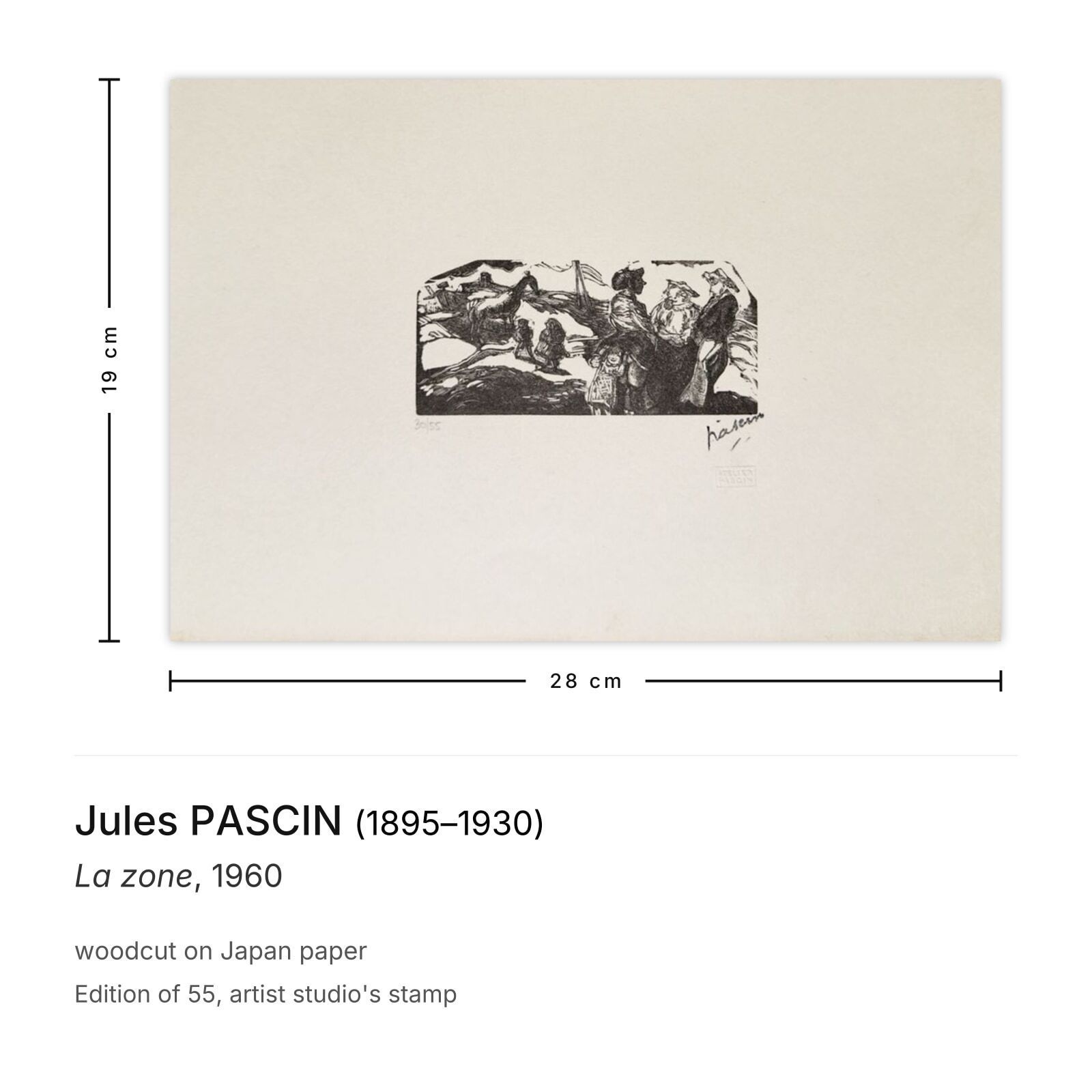 Jules Pascin Woodcut La Zone 1960 photo furniture