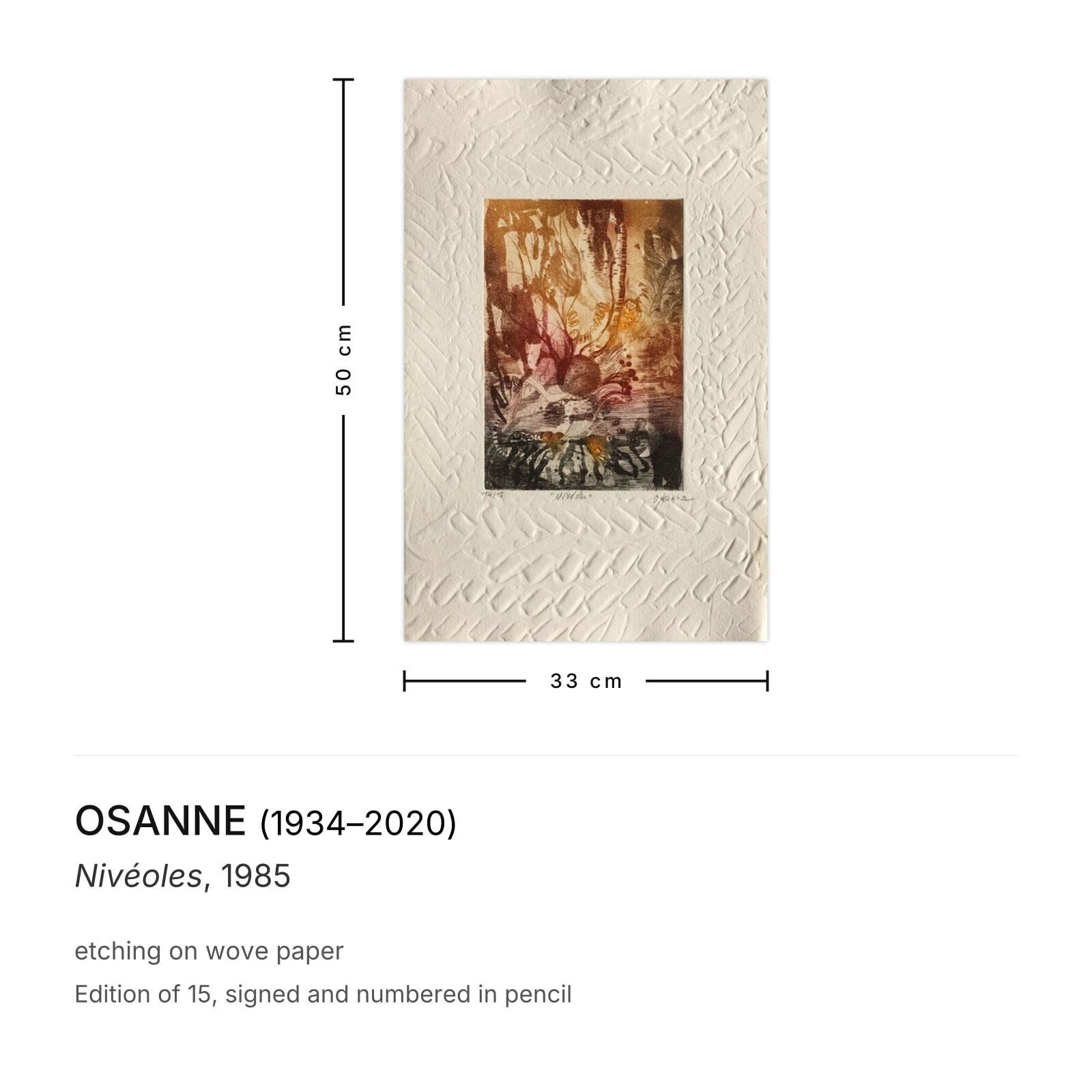Osanne Gesigneerde Ets Nivéoles 1985 photo furniture