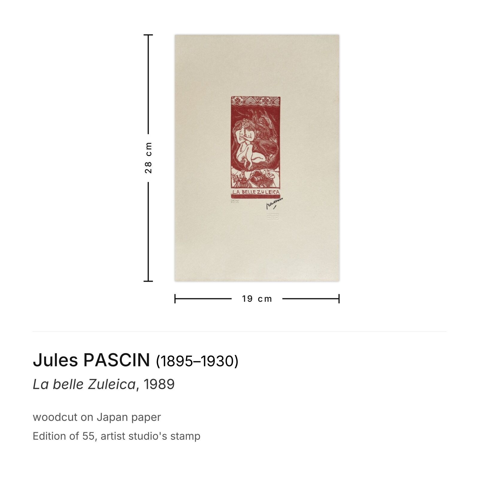 Jules Pascin houtsnede La Belle Zuleica 1989 photo furniture