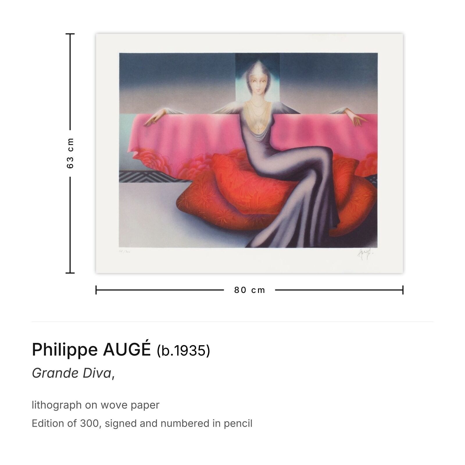 Philippe Augé Gesigneerde Lithografie Grande Diva photo furniture