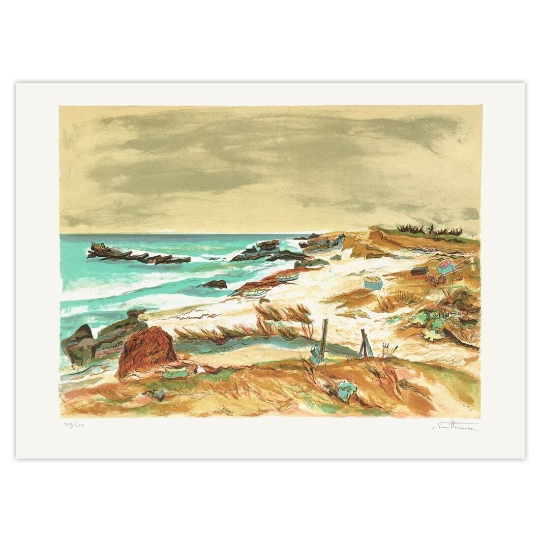Louis Vuillermoz Gesigneerde Lithografie Bord De Mer, Environs De Concarneau 1975