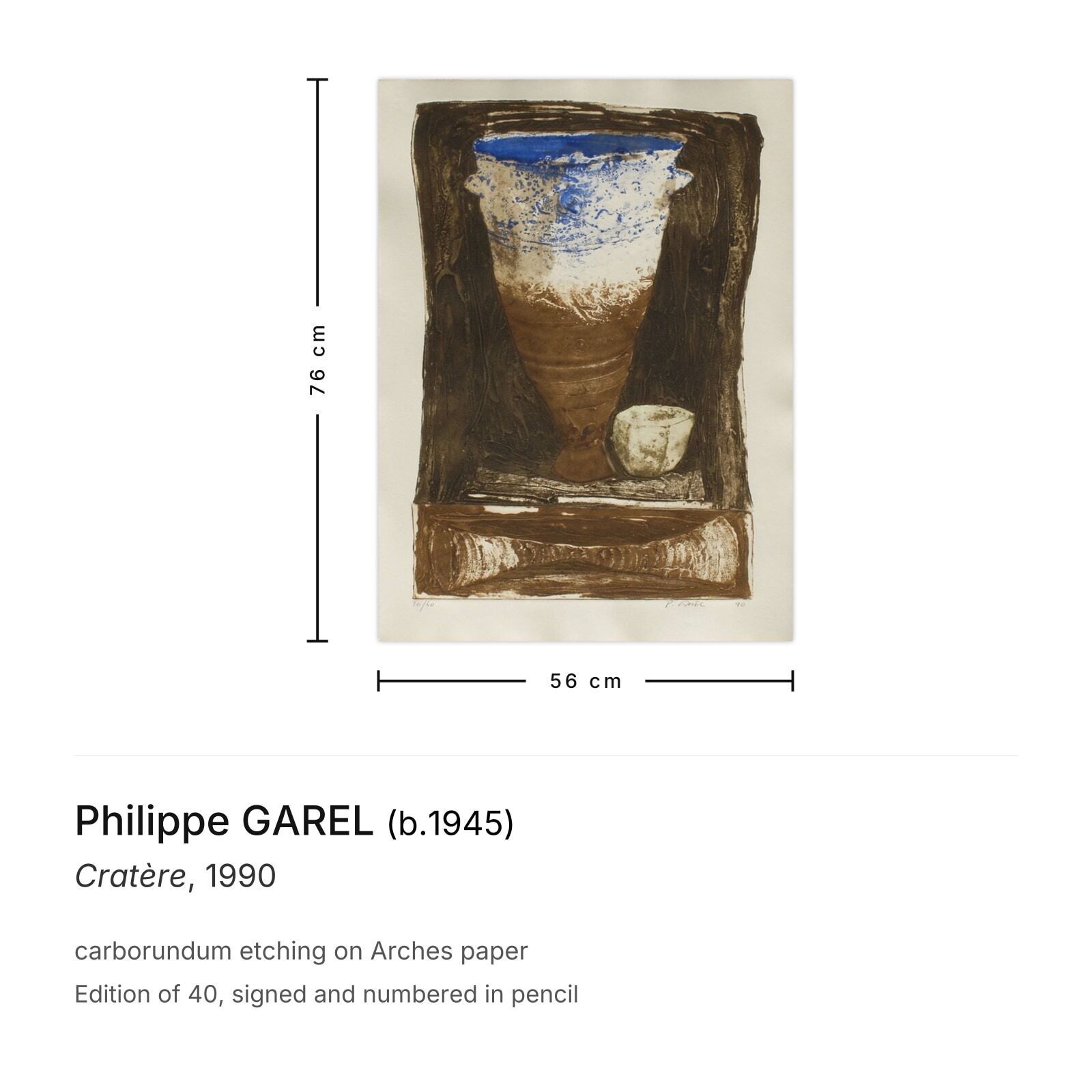 Philippe Garel Signed Carborundum Etching Cratère 1990 photo furniture
