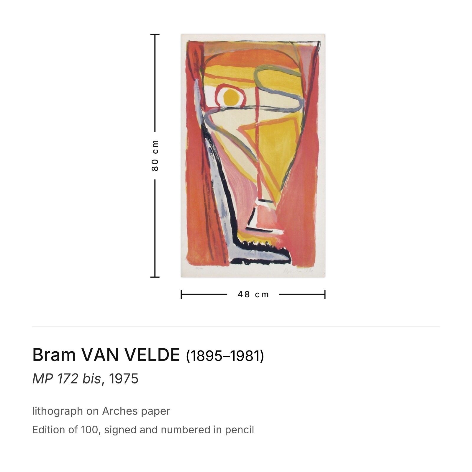 Bram Van Velde Gesigneerde Lithografie Mp 172 Bis 1975 photo furniture
