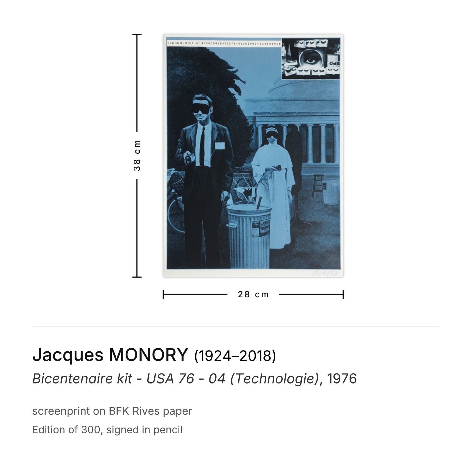 Jacques Monory Gesigneerde Zeefdruk Bicentenaire Kit   USA 76   04 (Technologie) photo furniture