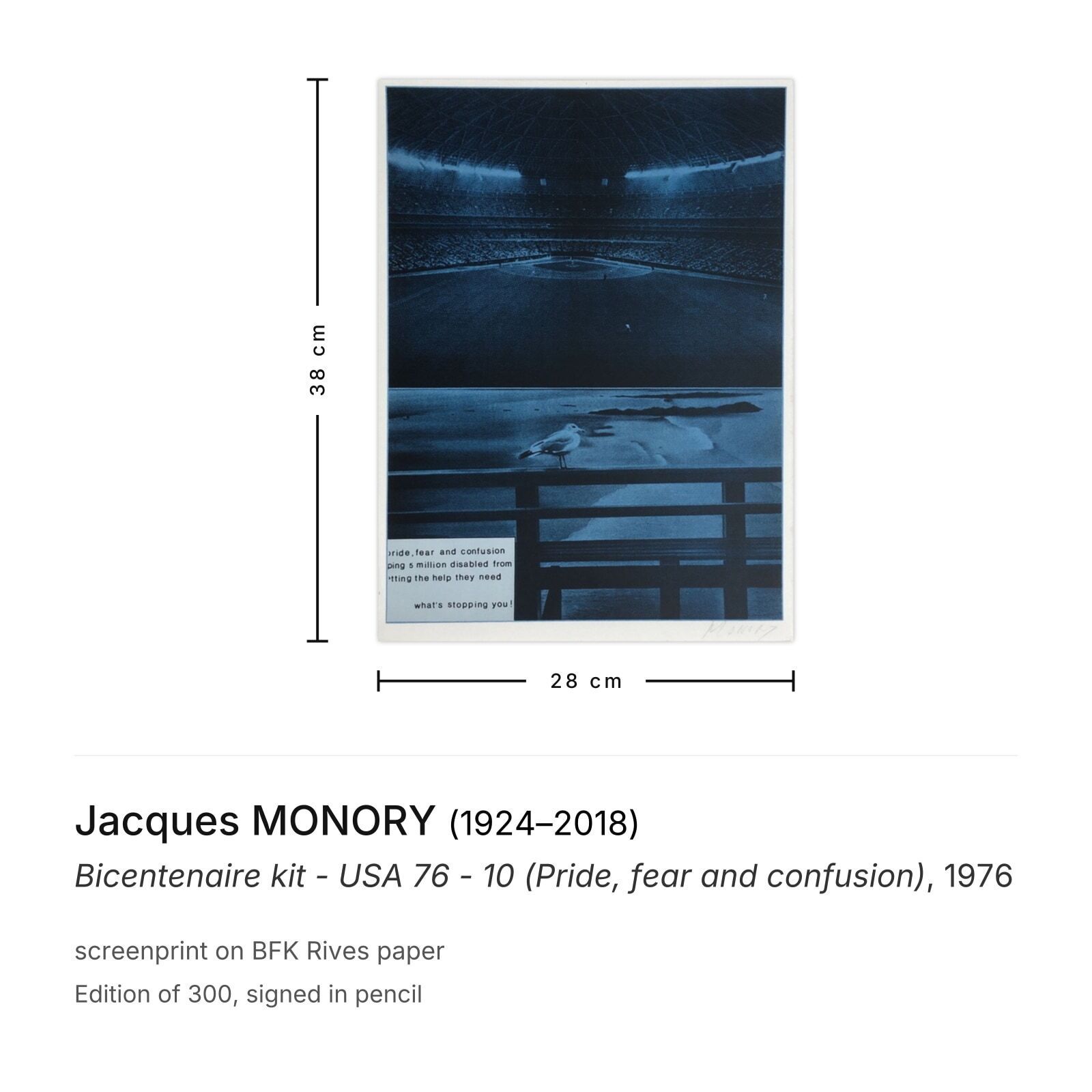 Jacques Monory Signed Screenprint Bicentenaire Kit   USA 76   10 (Pride, Fear And Confusion) photo furniture
