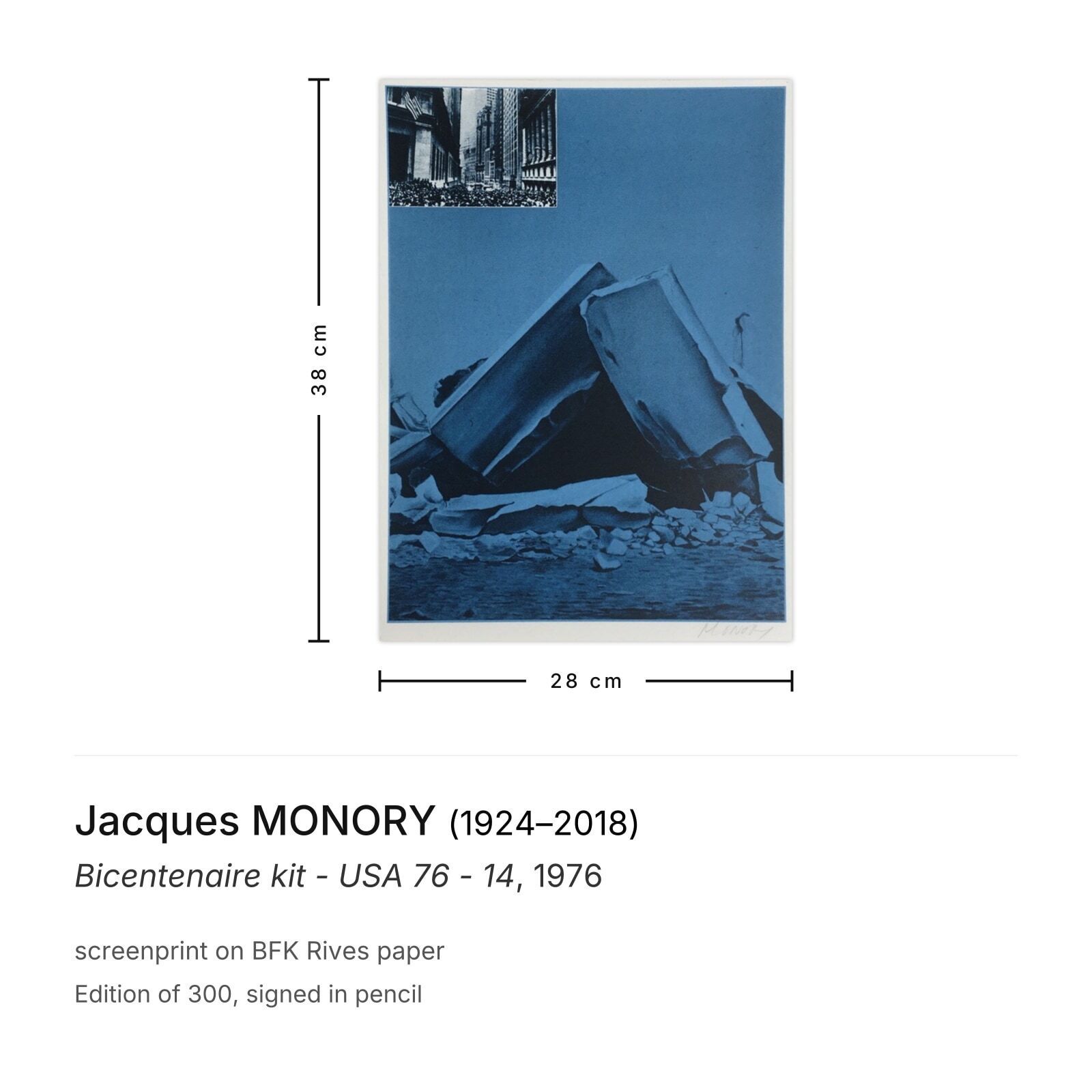 Jacques Monory Gesigneerde Zeefdruk Bicentenaire Kit   USA 76   14 photo furniture