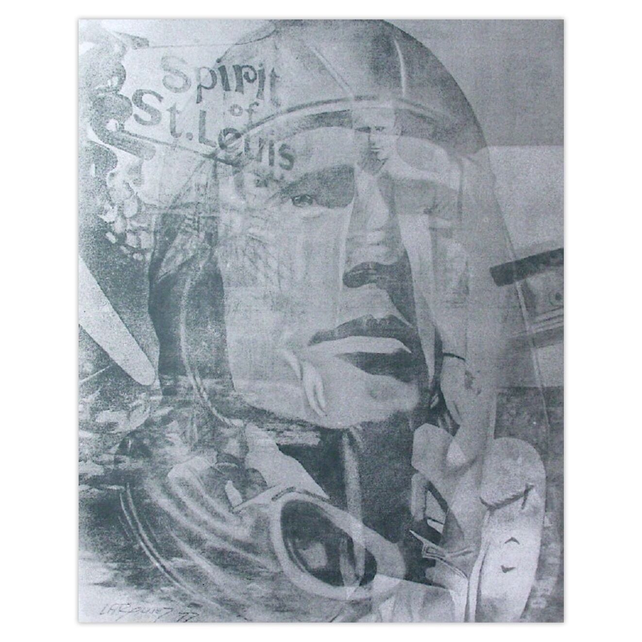 Gérard Larguier Zeefdruk Lindbergh Spirit Of Saint Louis 1977