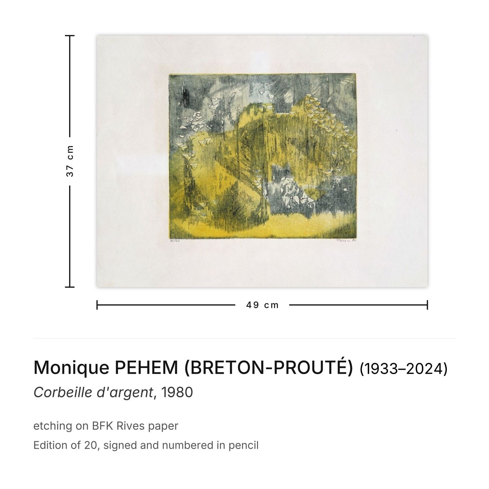 Monique Pehem (Breton Prouté) Gesigneerde ets Corbeille D'argent 1980 photo furniture