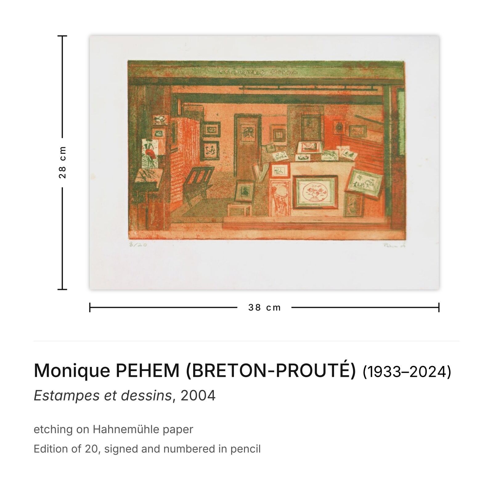 Monique Pehem (Breton Prouté) Gesigneerde Ets Estampes Et Dessins 2004 photo furniture