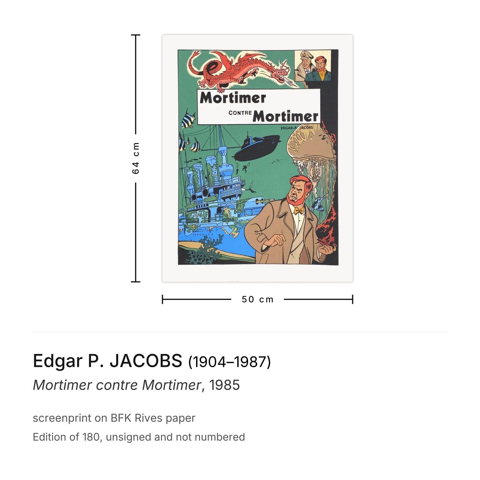 Edgar P. Jacobs Zeefdruk Mortimer Contre Mortimer 1985 photo furniture
