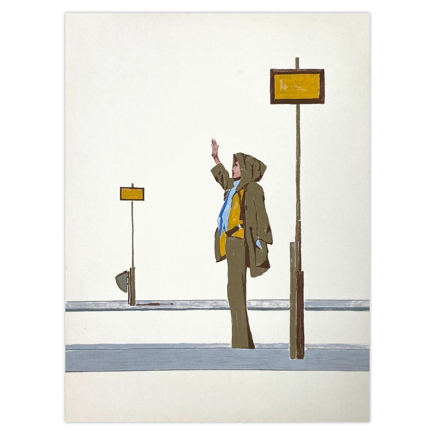 Aristomenis Angelopoulos Zeefdruk L'arrêt D'autobus 1974
