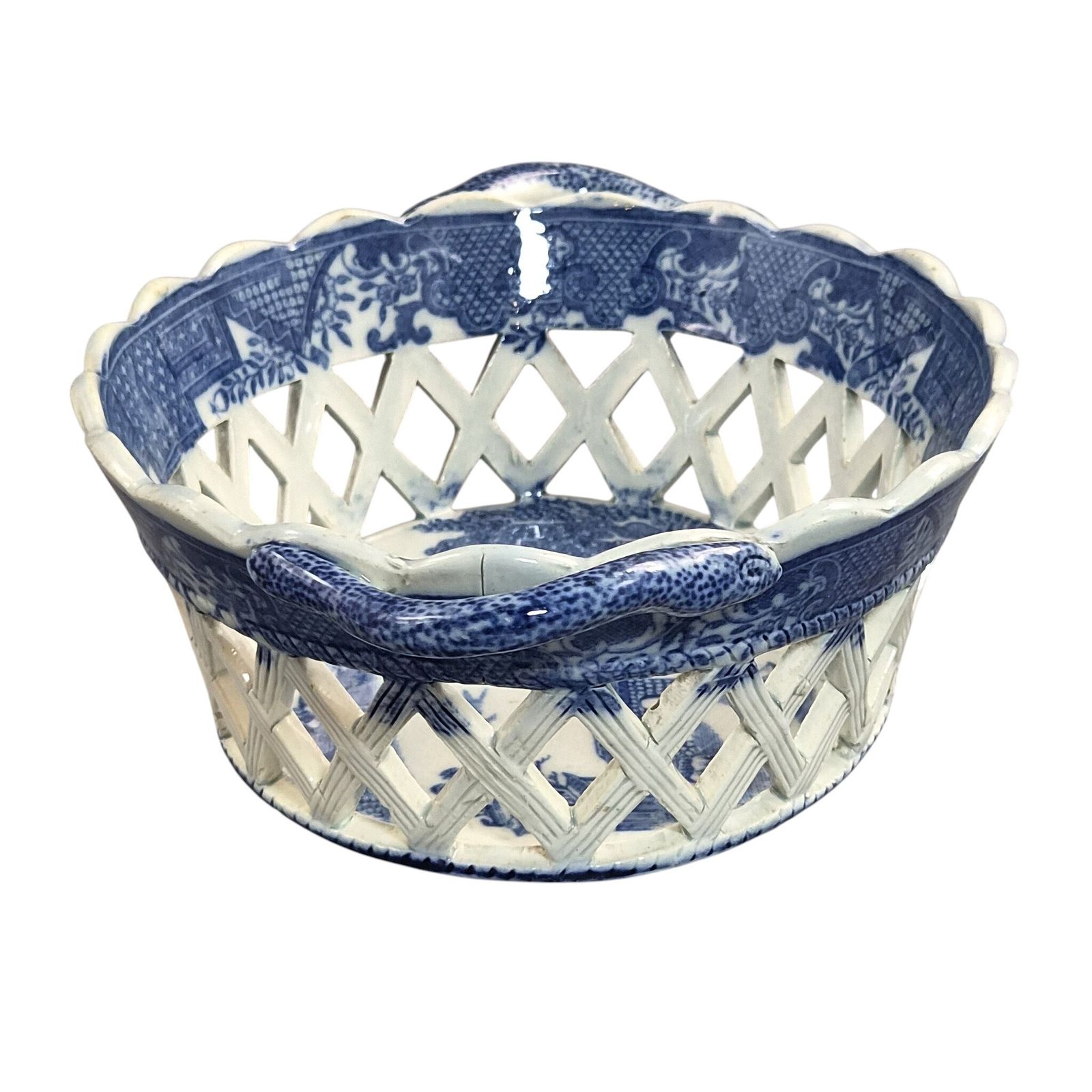 Regency Spode Reticulated Chestnut Basket, Long Bridge Pattern, ca. 1810-1815 photo 350.0