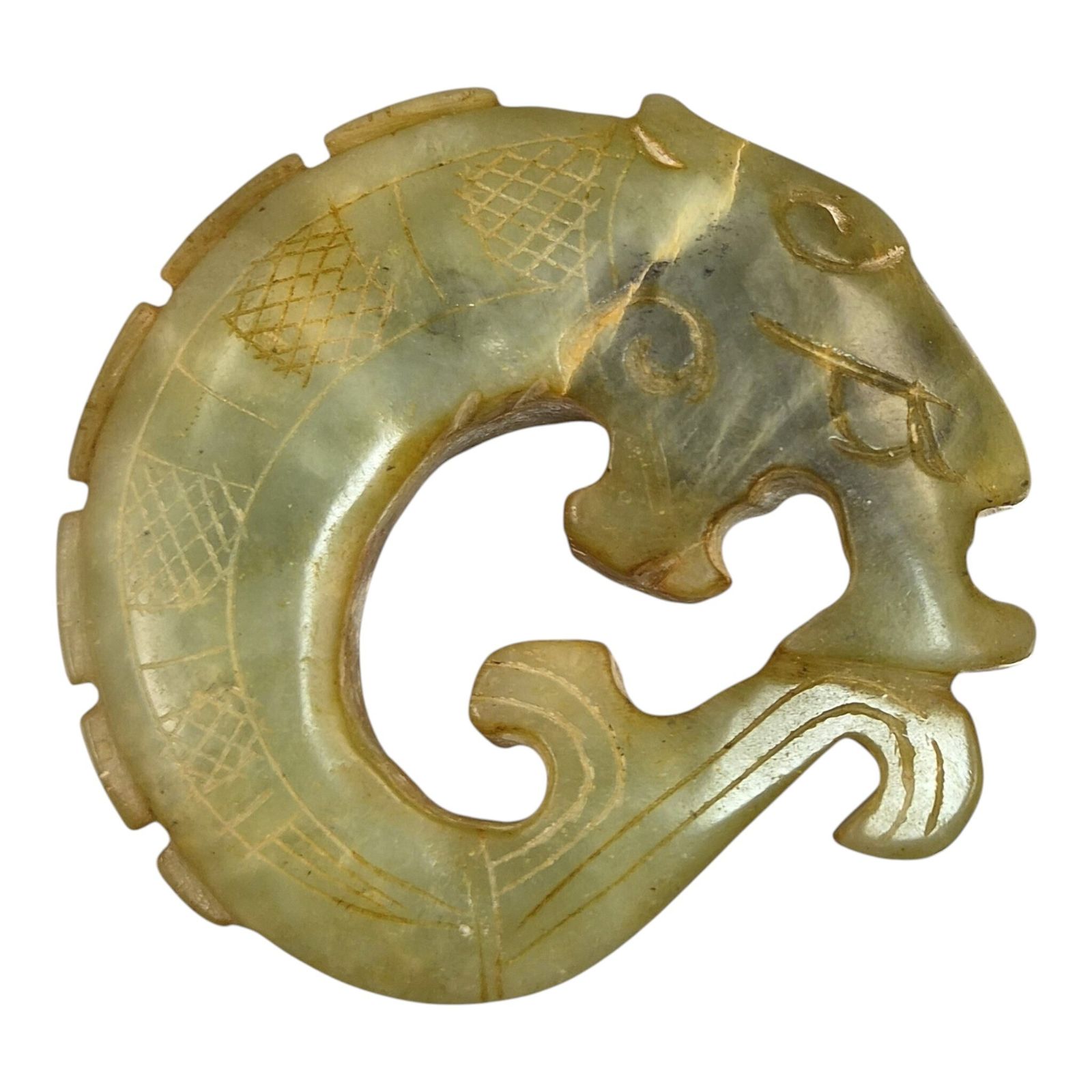 Chinese Fangu stenen amuletensemble met Bi-schijf, Qilin, Chilong-draak en karper photo Woonaccessoires