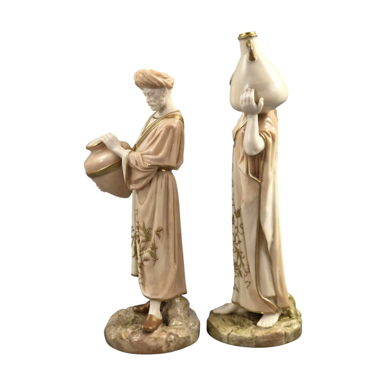 Royal Worcester Blush Ivory Orientalist Figures Of Cairo Water Carriers By James Hadley, 1901 1902 photo furniture